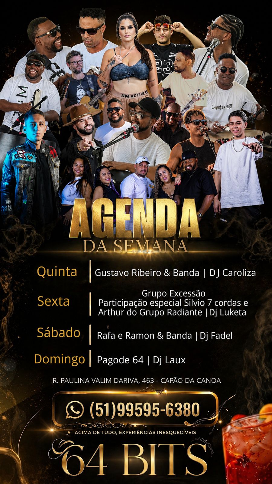 Flyer do Agenda 64 Bits - 64 Bits Bar em Capão da Canoa - RS